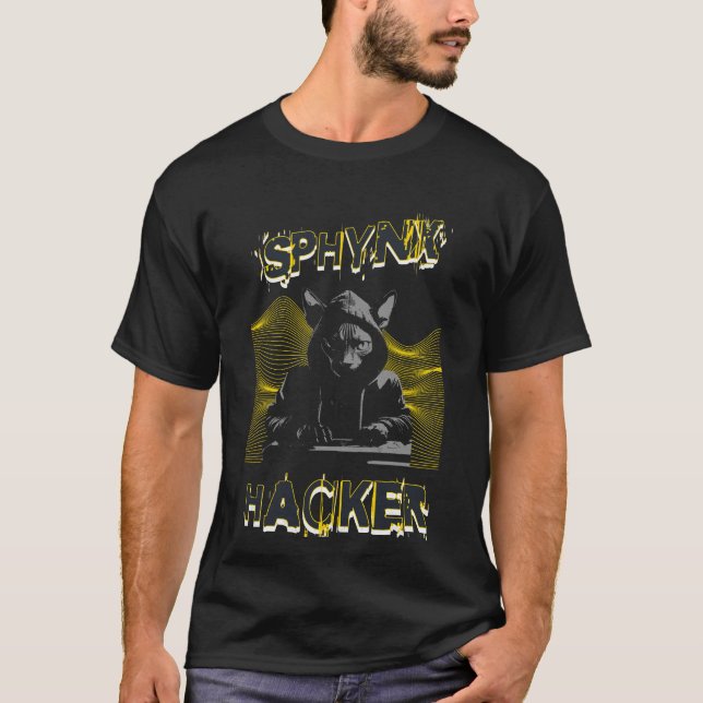 Black Sphynx Cat Hacker Men's T - Shirt (Vorderseite)