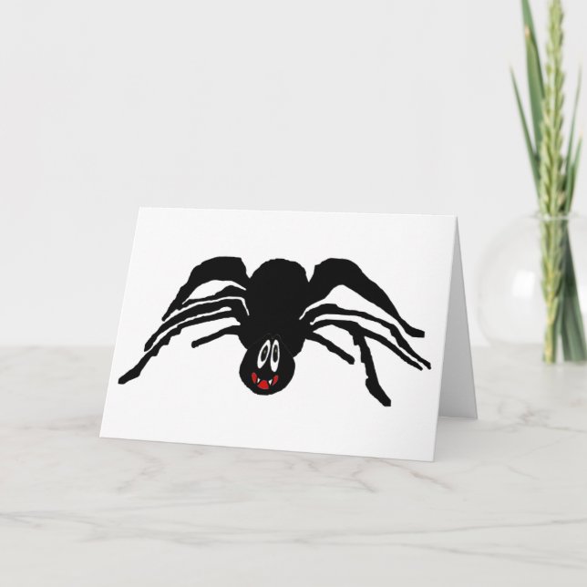 Black Spider Funny Cartoon Halloween Karte (Vorderseite)