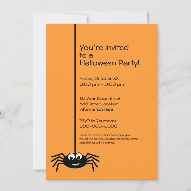 Black Spider Halloween-Party Einladung (Vorderseite)