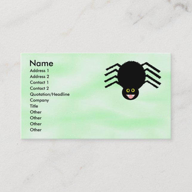 Black Spider individuell anpassbare Visitenkarte (Vorderseite)