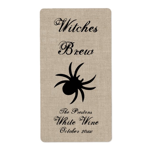 Black Spider on Burlap Wine Label (Vorne)