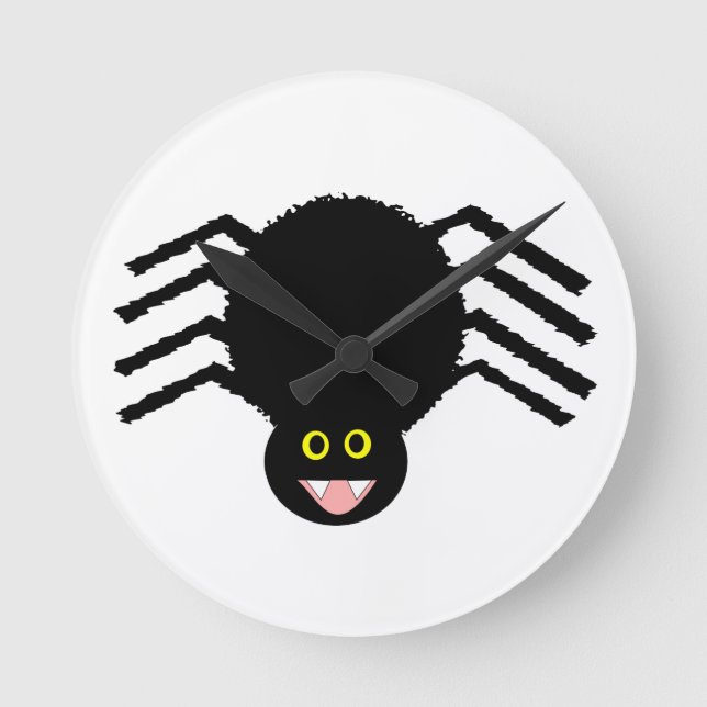 Black Spider Wall Clock Runde Wanduhr (Vorderseite)