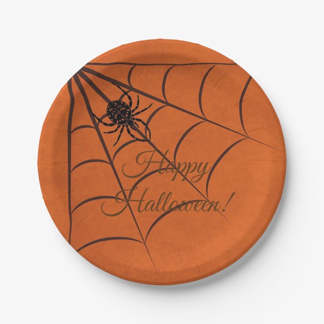 Black Spider & Web Halloween Papierplatte Pappteller (Vorderseite)