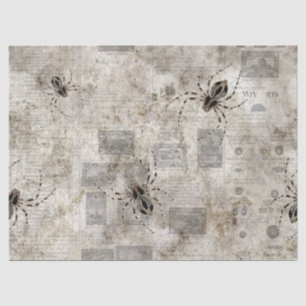 Black Spiders auf Catalog Newsprint Decoupage Seidenpapier