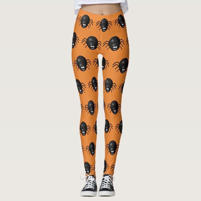 Black Spiders Halloween Leggings (Vorderseite)