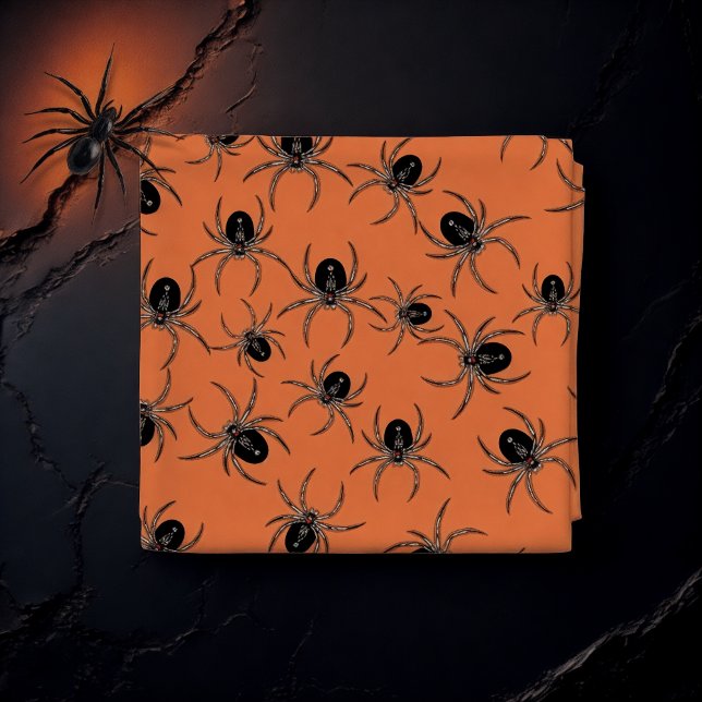 Black spiders on orange  stoff (Von Creator hochgeladen)