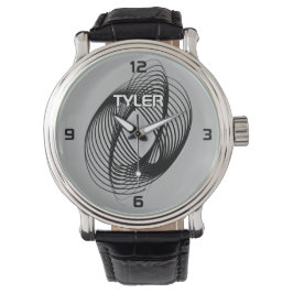 Black Spiral, DIY Name White & Blk Kontur, Grau Armbanduhr