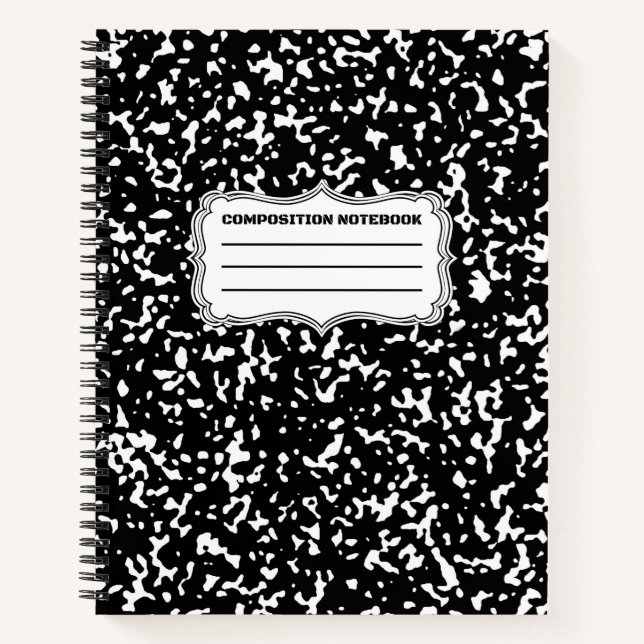 Black Spiral Graph Paper Komposition Notebook  Notizbuch (Vorderseite)