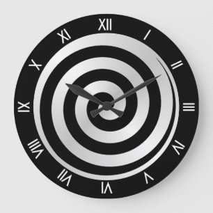 Black Spiral Hypnotic Wall Clock Große Wanduhr