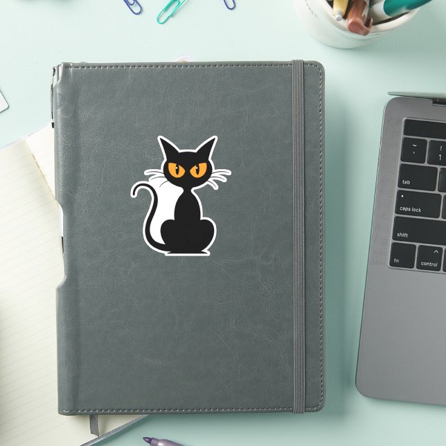 Black Spooky Halloween Cat Aufkleber (Von Creator hochgeladen)