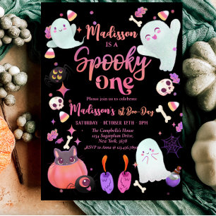 Black Spooky One Halloween Ghost 1. Geburtstag Einladung