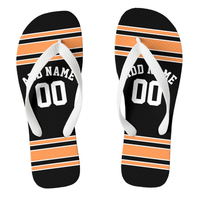 Black Sports Jersey Individuelle Name Number Flip Flops (Fußbett)
