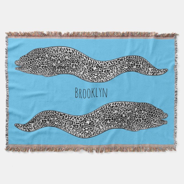 Black spotted moray eel cartoon illustration decke (Vorderseite)