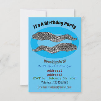 Black spotted moray eel cartoon illustration einladung