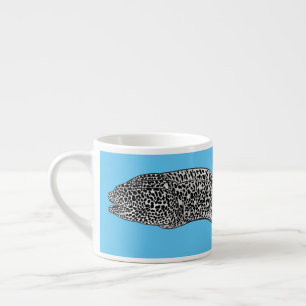 Black spotted moray eel cartoon illustration espressotasse