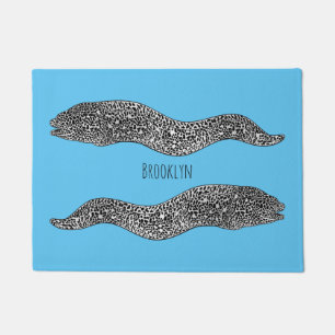 Black spotted moray eel cartoon illustration  fußmatte