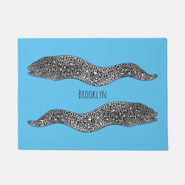 Black spotted moray eel cartoon illustration  fußmatte (Vorderseite)
