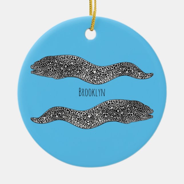 Black spotted moray eel cartoon illustration keramik ornament (Vorne)