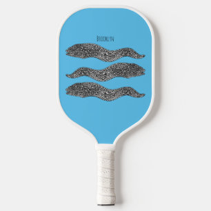 Black spotted moray eel cartoon illustration pickleball schläger