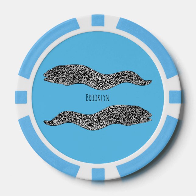Black spotted moray eel cartoon illustration pokerchips (Vorderseite)