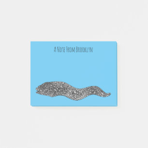 Black spotted moray eel cartoon illustration post-it klebezettel