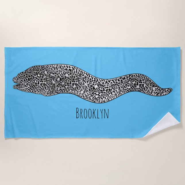 Black spotted moray eel cartoon illustration  strandtuch (Vorderseite)