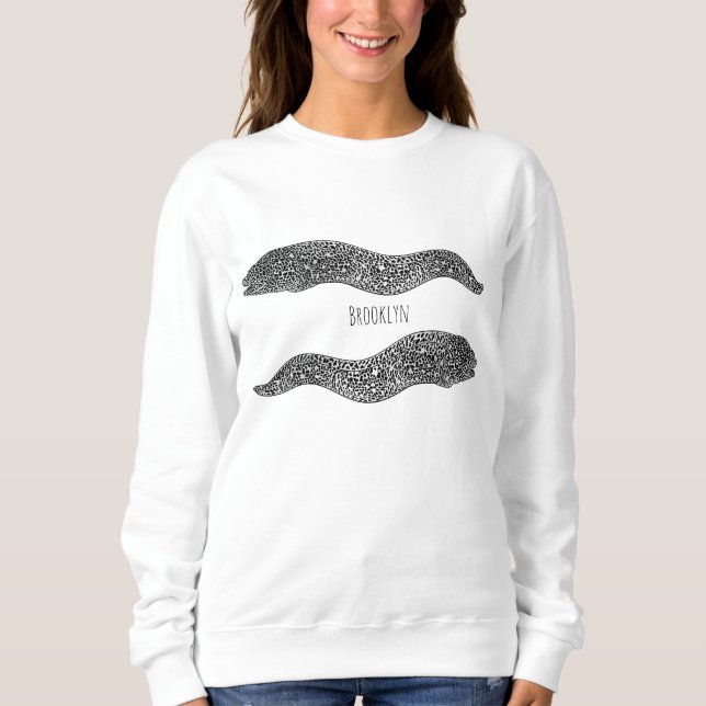 Black spotted moray eel cartoon illustration sweatshirt (Vorderseite)