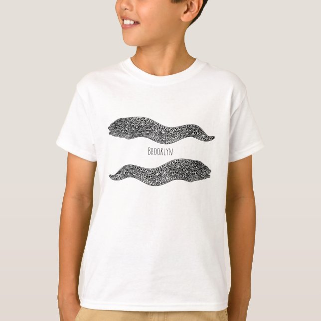 Black spotted moray eel cartoon illustration T-Shirt (Vorderseite)