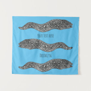 Black spotted moray eel cartoon illustration wandteppich
