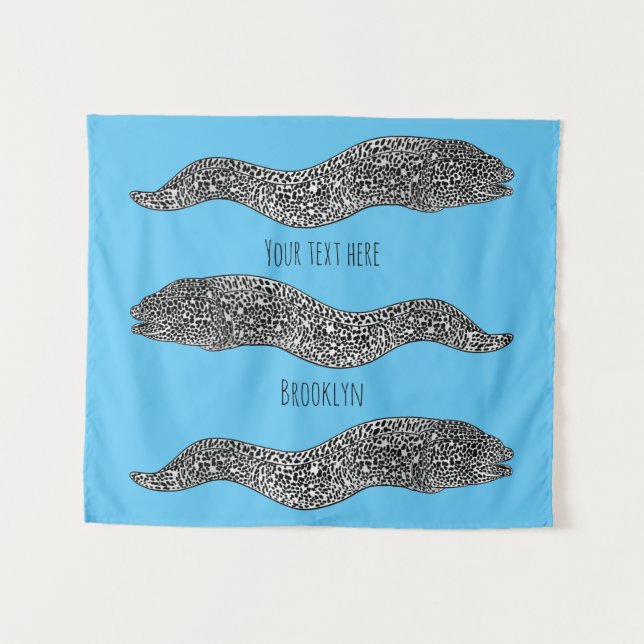 Black spotted moray eel cartoon illustration wandteppich (Vorderseite (Horizontal))