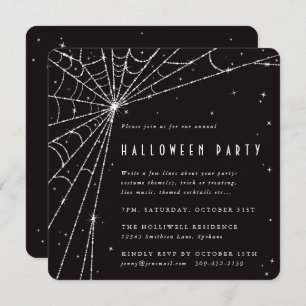 Black Square Diamond Spider Web-Halloween-Party Einladung