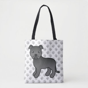 Black Staffordshire Bull Terrier Niedlich Cartoon