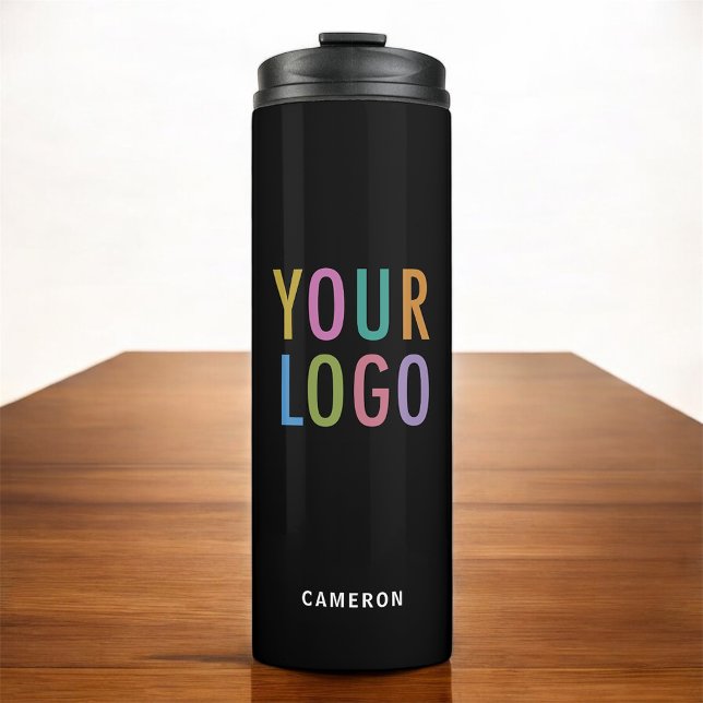 Black Stainless Steel Tumbler Business Logo 12 oz Thermosbecher (MISOOK 12 oz Black Tumbler with Logo and Name)