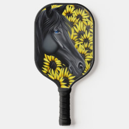 Black Stallion Pferd und Sonnenblumen Pickleball Schläger