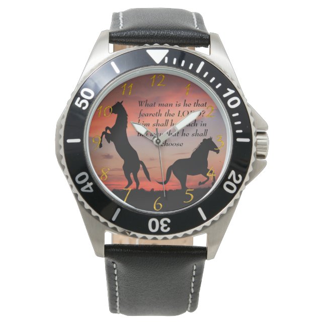 Black Stallone Silhouette Armbanduhr (Vorderseite)
