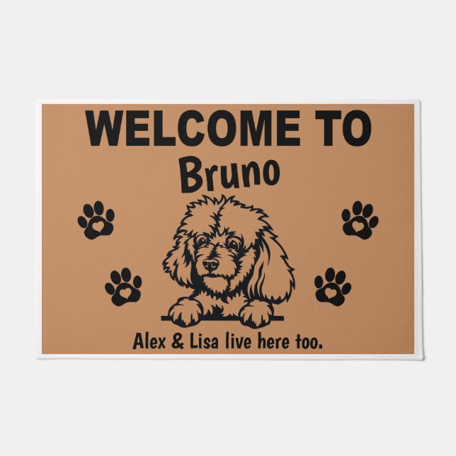 Black Stand PoodlePersonalized Door Mat Doormat  Fußmatte (Vorderseite)
