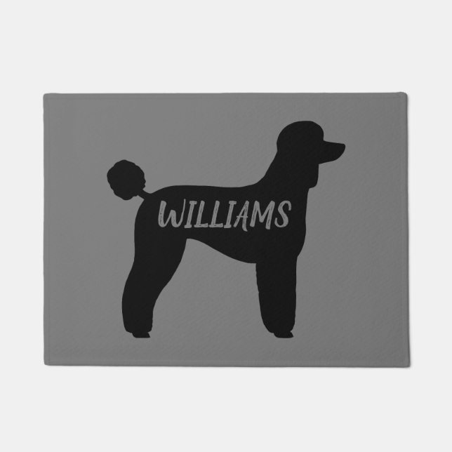 Black Standard Poodle Dog Silhouette Personalisier Fußmatte (Vorderseite)
