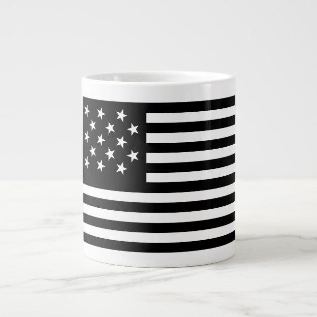 Black Star-Spangled Banner America Flag Jumbo-Tasse (Vorderseite)