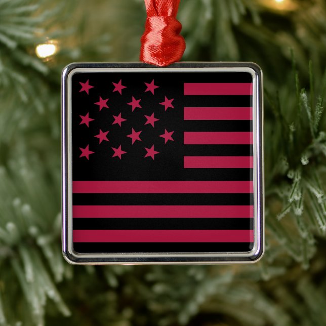 Black Star-Spangled Banner America Flag Ornament Aus Metall (Baum)