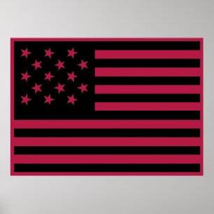 Black Star-Spangled Banner America Flag Poster