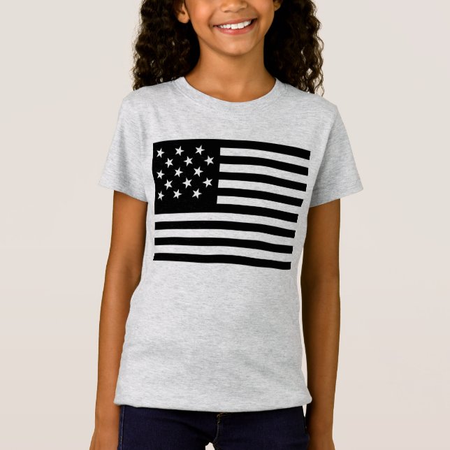 Black Star-Spangled Banner America Flag T-Shirt (Vorderseite)