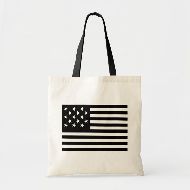 Black Star-Spangled Banner America Flag Tragetasche (Vorne)