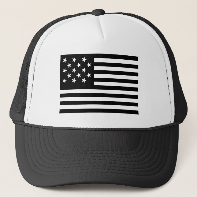 Black Star-Spangled Banner America Flag Truckerkappe (Vorderseite)