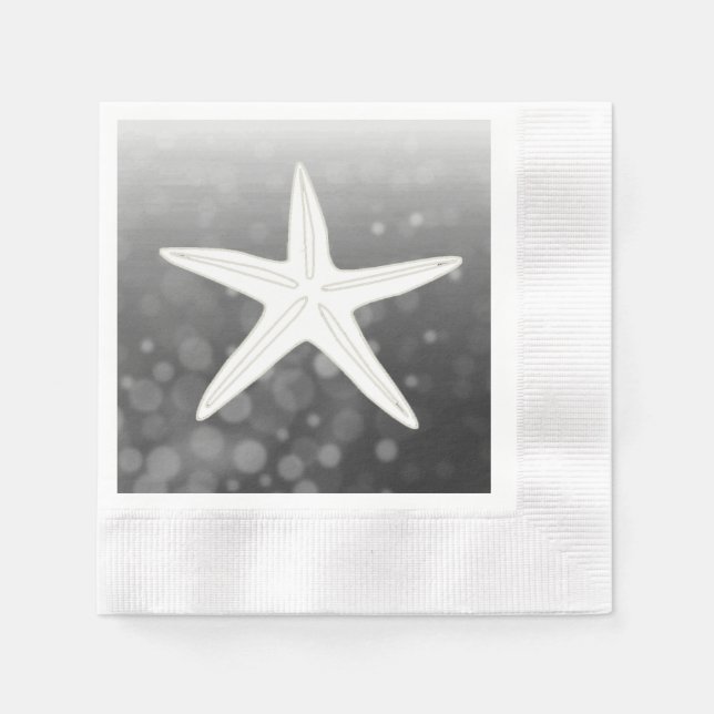 Black Starfish Beach Hochzeit Napkins Serviette (Vorderseite)