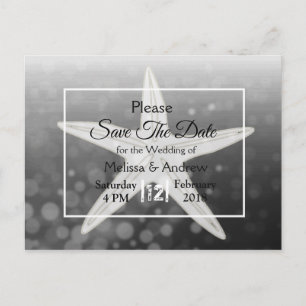 Black Starfish Beach Themed Wedding Save the Date Ankündigungspostkarte