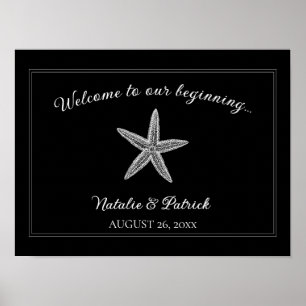Black Starfish Wedding Welcome Poster
