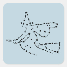 Black Starry Hexe Halloween Quadratischer Aufkleber