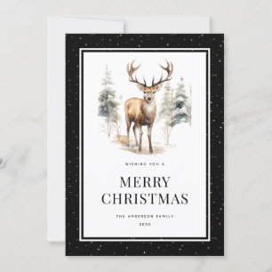 Black Starry Night Watercolor Frohe Weihnachtskart Feiertagskarte