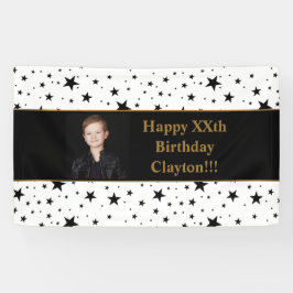 Black Stars mit Message Foto Geburtstagsbanner Banner