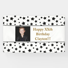 Black Stars mit Message Foto Geburtstagsbanner Banner